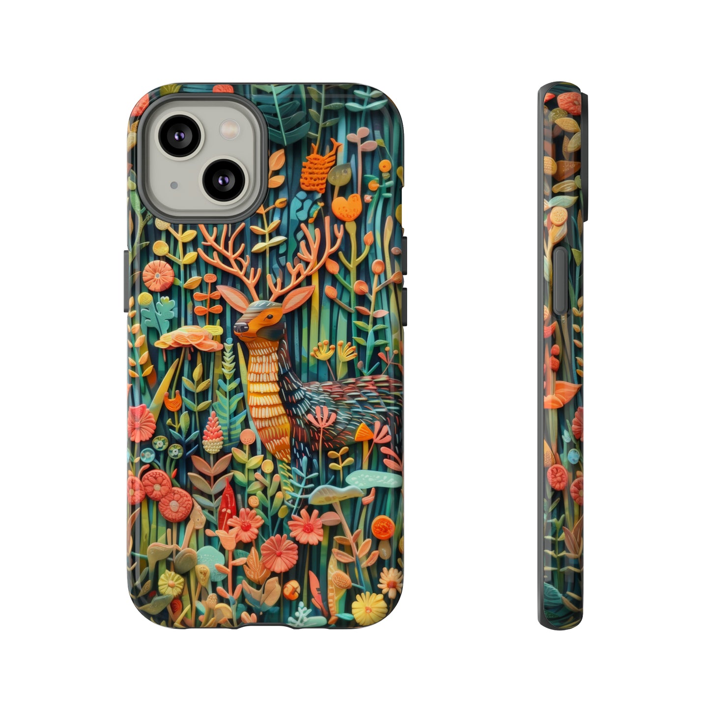 Mystical Woodland Stag iPhone Case, Vibrant Nature Scene, Artistic Protective Cover, Tough Phone Cases