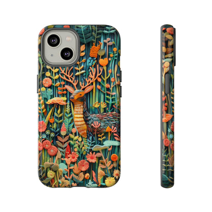 Mystical Woodland Stag iPhone Case, Vibrant Nature Scene, Artistic Protective Cover, Tough Phone Cases