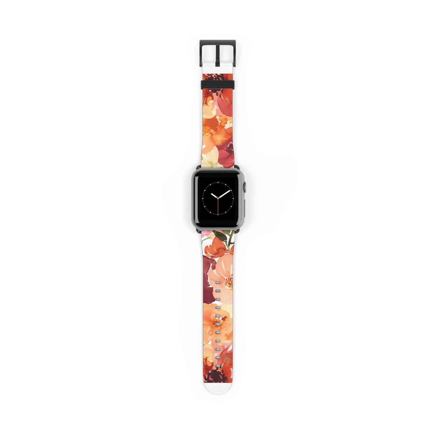 Lebendiges Apple Watch-Armband mit Aquarell-Blumenmuster | Künstlerisches Blütenarmband. Apple Watch-Armband Apple Watch-Armbänder für Serie 4, 5, 6, 7, 8, 9, ULTRA SE, 38/40/41 mm und 42/44/45 mm, veganes Kunstlederband 