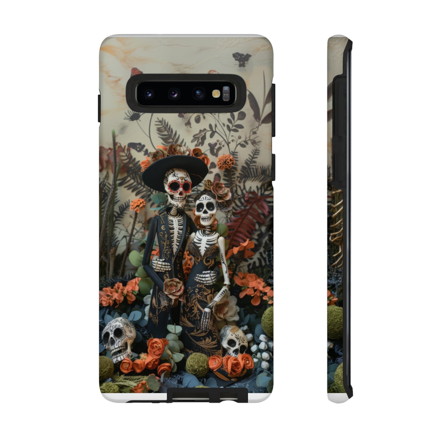 Custodia per telefono Dia de los Muertos, Cover con design di coppia scheletrica, Accessorio protettivo festivo per telefono, Custodie per telefono resistenti 