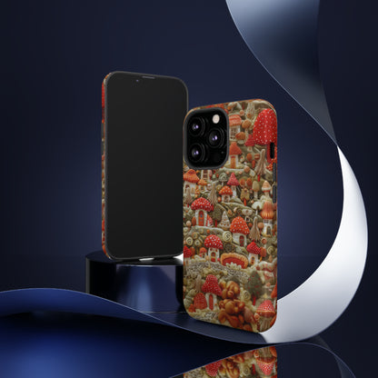 Custodia per iPhone Il villaggio dei funghi incantati, grafica con funghi fantasy, custodia protettiva unica, custodie per telefoni resistenti