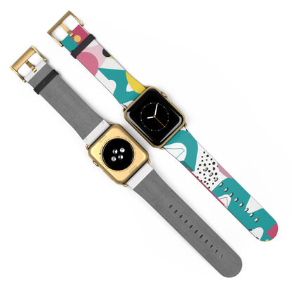 Modern Pop Art Apple Watch Band | Bold Abstract Design Strap | Colorful Fashion Watch Accessory | Contemporary Style Enthusiast Gift. Apple Watch Band Apple Watch Straps For Series 4 5 6 7 8 9 ULTRA SE 38/40/41mm & 42/44/45mm Vegan Faux Leather Band