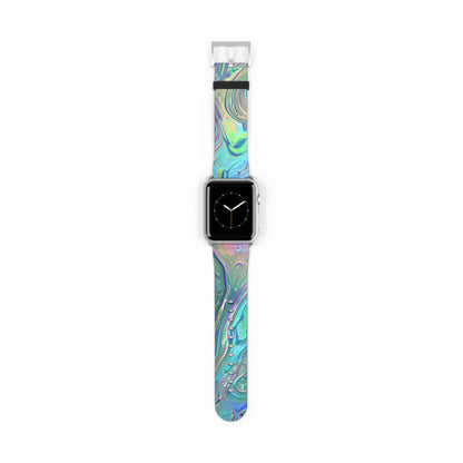 Iridescent Swirl Apple Watch Strap, Holographic Marbled Band, Mesmerizing Accessory for a Futuristic Style Statement. Apple Watch Band Apple Watch Straps For Series 4 5 6 7 8 9 ULTRA SE 38/40/41mm & 42/44/45mm Vegan Faux Leather Band