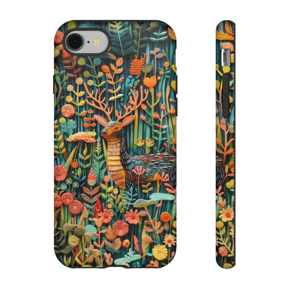 Mystical Woodland Stag iPhone Case, Vibrant Nature Scene, Artistic Protective Cover, Tough Phone Cases