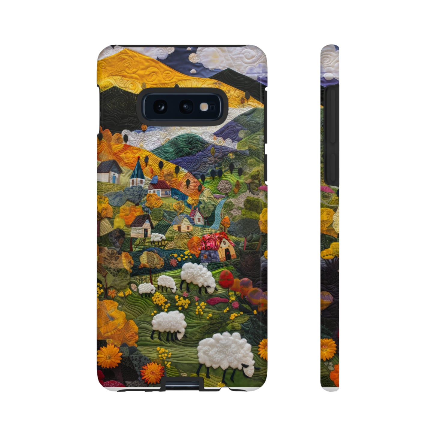 Quaint Countryside Quilt iPhone Case, Artistic Pastoral Landscape, Sturdy Protective Cover, Tough Phone Cases