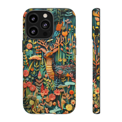 Mystical Woodland Stag iPhone Case, Vibrant Nature Scene, Artistic Protective Cover, Tough Phone Cases