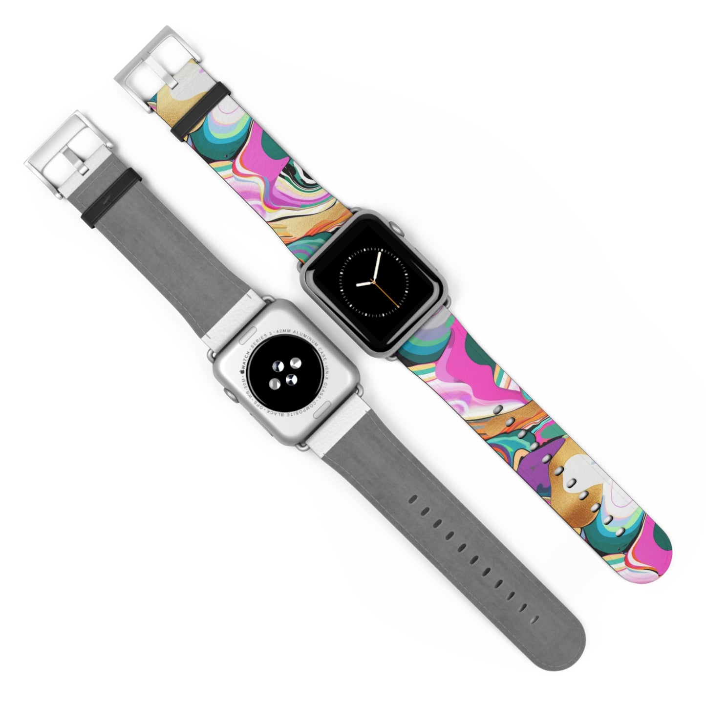 Whimsical Abstract Waves Apple Watch Band, Psychedelic Swirls Smartwatch Strap, Colorful Artistic Wristband Accessory. Apple Watch Band Apple Watch Straps For Series 4 5 6 7 8 9 ULTRA SE 38/40/41mm & 42/44/45mm Vegan Faux Leather Band