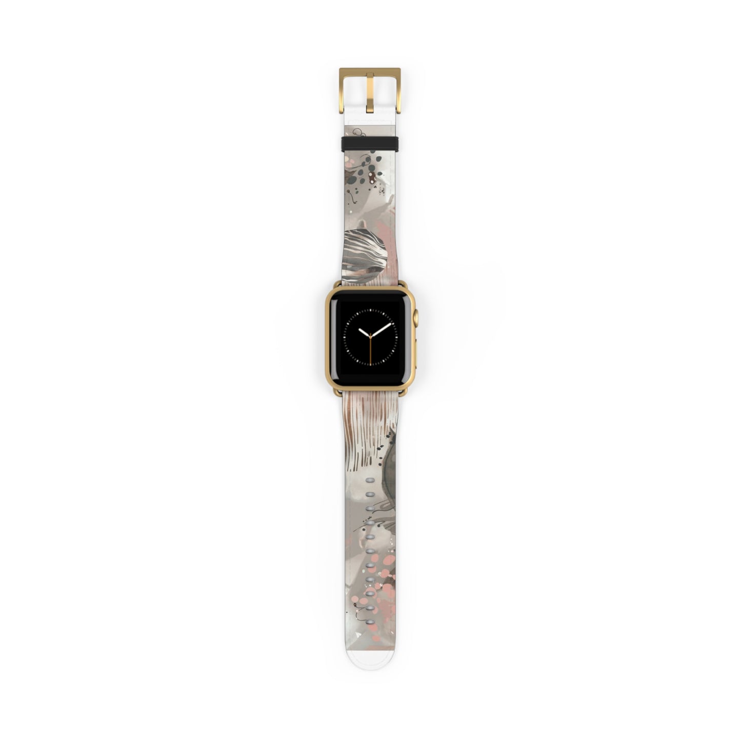 Contemporary Splatter Apple Watch Band, Abstract Earth Tones with Coral Accents, Chic Silicone Artistic Strap. Apple Watch Band Apple Watch Straps For Series 4 5 6 7 8 9 ULTRA SE 38/40/41mm & 42/44/45mm Vegan Faux Leather Band