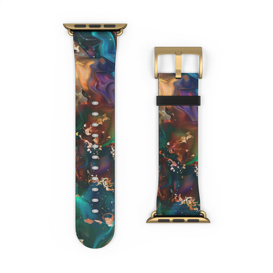 Cosmic Swirl Abstract Apple Watch Band, Galactic Marble Effect Smartwatch Strap, Vibrant Nebula-Inspired Wristband Accessory. Apple Watch Band Apple Watch Straps For Series 4 5 6 7 8 9 SE 38/40/41mm & 42/44/45mm Vegan Faux Leather Band