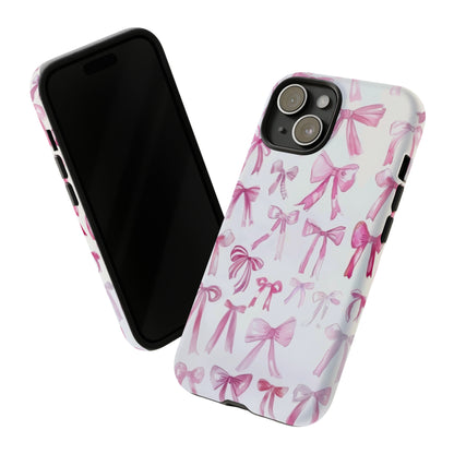 Pretty Pink Bows Phone Case, Feminine Ribbon Design Cover for Smartphones, Charming Accessory, Tough Phone Cases