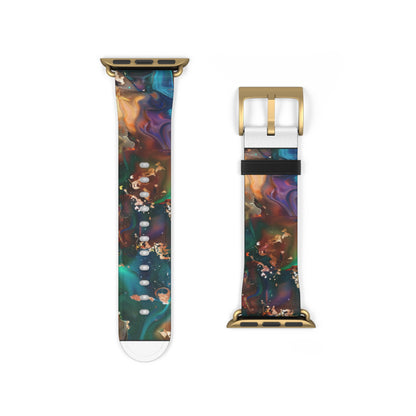 Cosmic Swirl Abstract Apple Watch Band, Galactic Marble Effect Smartwatch Strap, Vibrant Nebula-Inspired Wristband Accessory. Apple Watch Band Apple Watch Straps For Series 4 5 6 7 8 9 ULTRA SE 38/40/41mm & 42/44/45mm Vegan Faux Leather Band