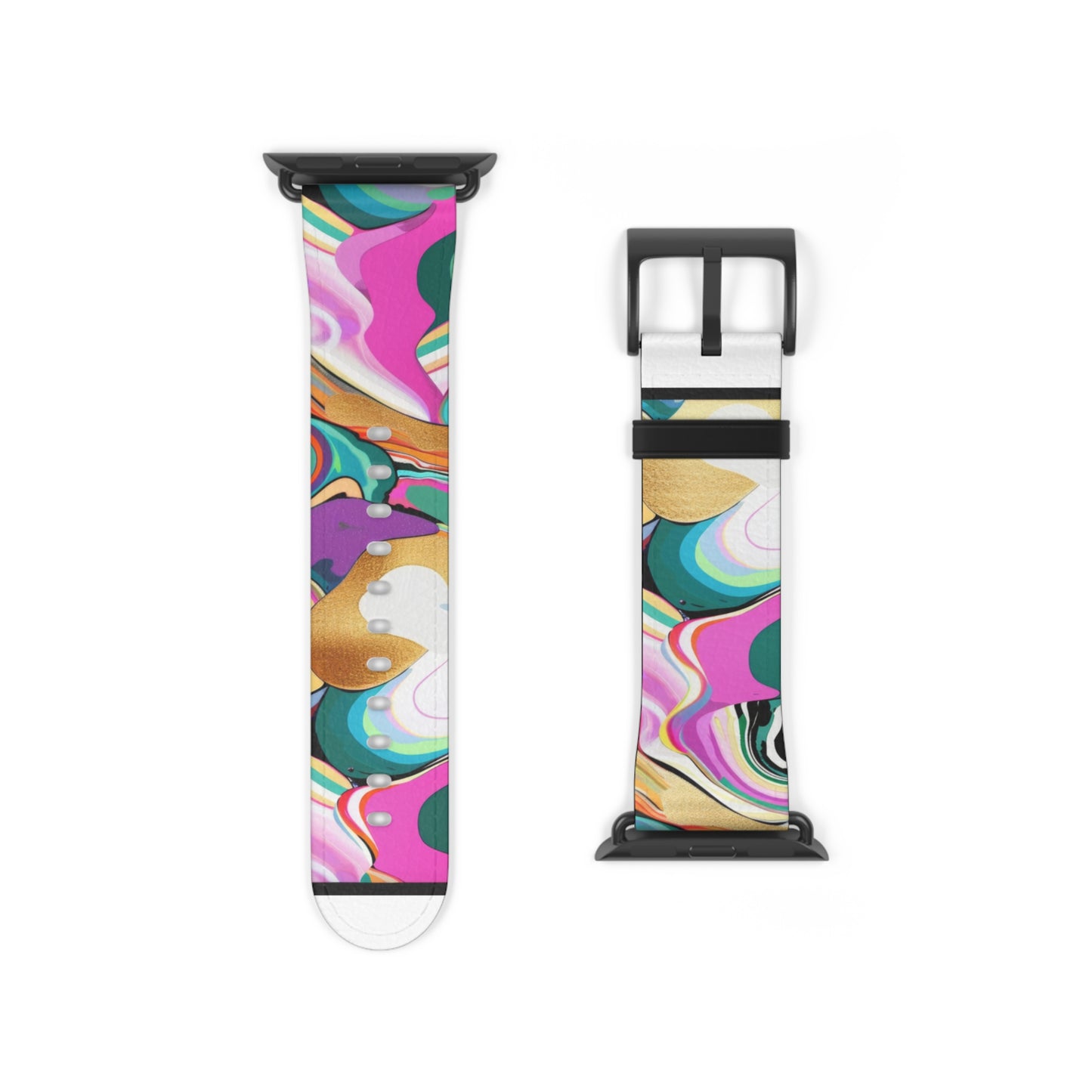 Whimsical Abstract Waves Apple Watch Band, Psychedelic Swirls Smartwatch Strap, Colorful Artistic Wristband Accessory. Apple Watch Band Apple Watch Straps For Series 4 5 6 7 8 9 ULTRA SE 38/40/41mm & 42/44/45mm Vegan Faux Leather Band