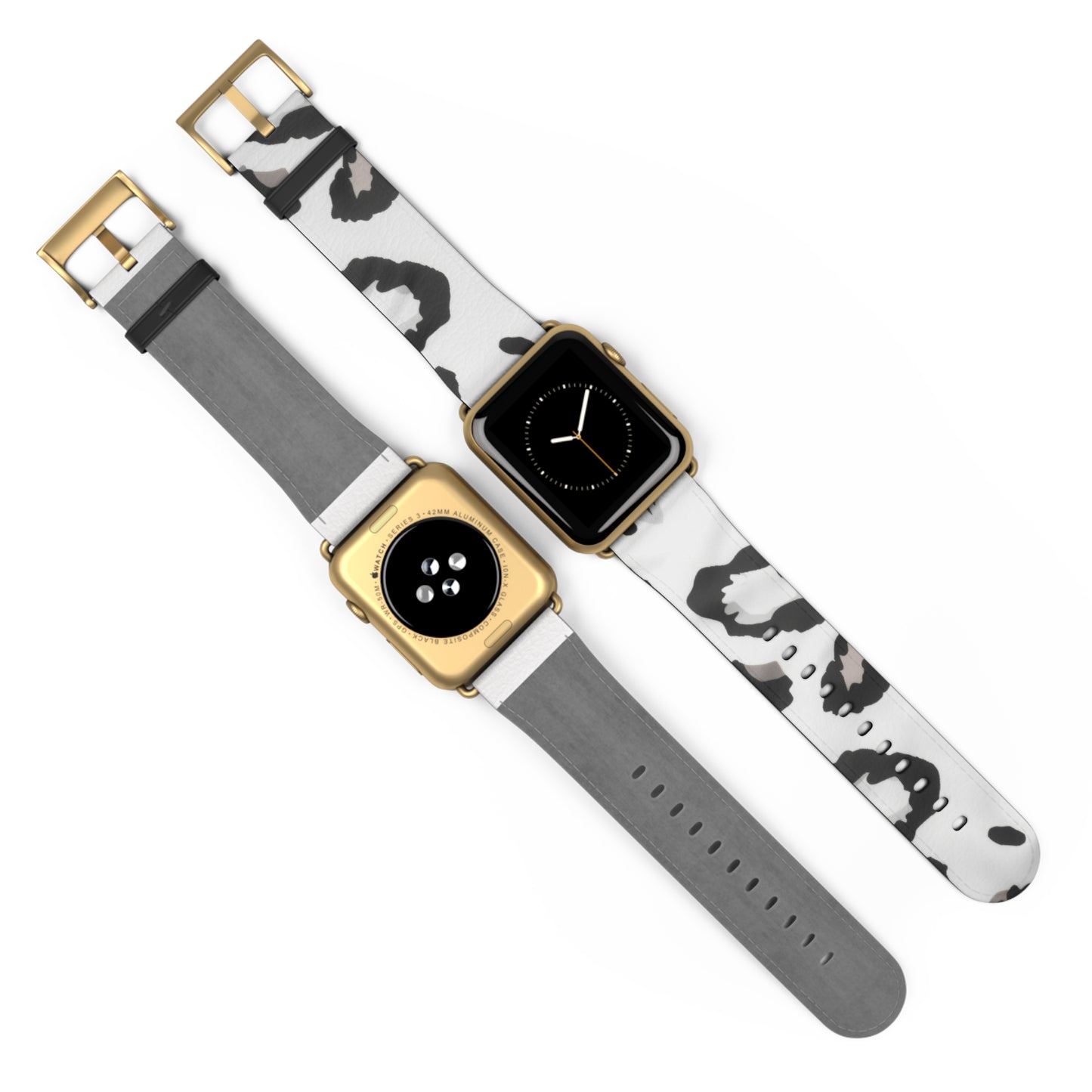 Modernes einfarbiges Apple Watch-Armband mit Kuh-Print | Schickes schwarz-weißes Armband. Apple Watch-Armband Apple Watch-Armbänder für Serie 4, 5, 6, 7, 8, 9, ULTRA SE, 38/40/41 mm und 42/44/45 mm, veganes Kunstlederarmband 