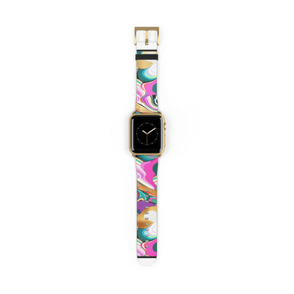 Whimsical Abstract Waves Apple Watch Band, Psychedelic Swirls Smartwatch Strap, Colorful Artistic Wristband Accessory. Apple Watch Band Apple Watch Straps For Series 4 5 6 7 8 9 ULTRA SE 38/40/41mm & 42/44/45mm Vegan Faux Leather Band