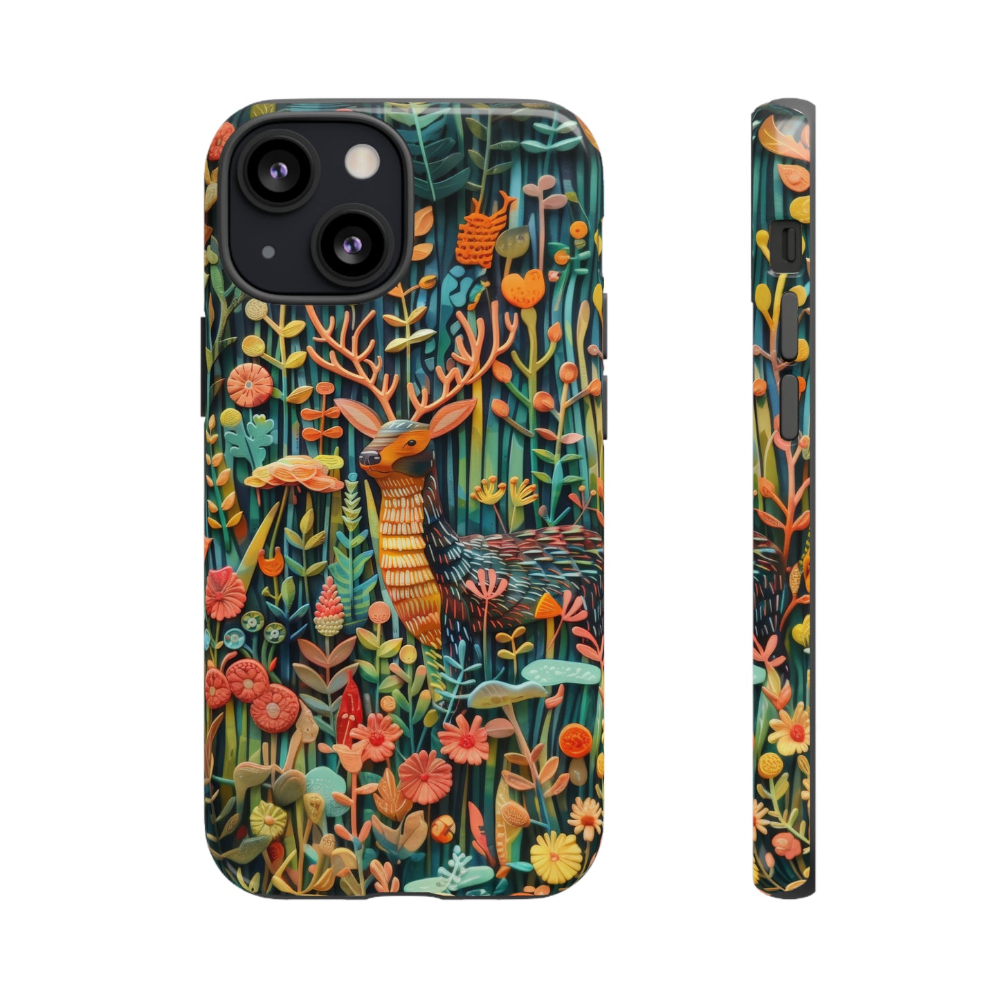 Mystical Woodland Stag iPhone Case, Vibrant Nature Scene, Artistic Protective Cover, Tough Phone Cases