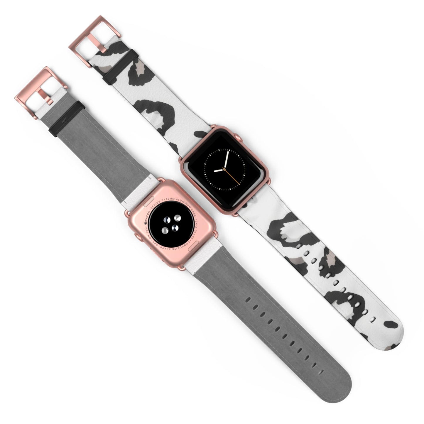 Modernes einfarbiges Apple Watch-Armband mit Kuh-Print | Schickes schwarz-weißes Armband. Apple Watch-Armband Apple Watch-Armbänder für Serie 4, 5, 6, 7, 8, 9, ULTRA SE, 38/40/41 mm und 42/44/45 mm, veganes Kunstlederarmband 