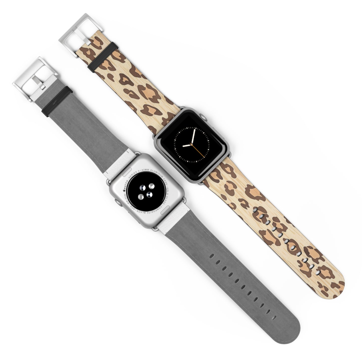 Apple Watch-Armband mit natürlichem Holzmaserungs-Leopardenmuster | Einzigartiges Armband aus Kunstholz. Apple Watch-Armband, Apple Watch-Armbänder für Serie 4, 5, 6, 7, 8, 9, ULTRA SE, 38/40/41 mm und 42/44/45 mm, veganes Kunstlederarmband 