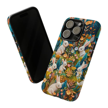 Mystical Garden Bunnies iPhone Case, Enchanted Floral Wonderland, Durable Protective Cover, Tough Phone Cases