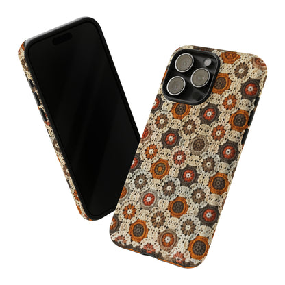 Custodia per iPhone retrò in pizzo all'uncinetto, estetica dal design artigianale, custodia protettiva in stile vintage, custodie per telefono resistenti