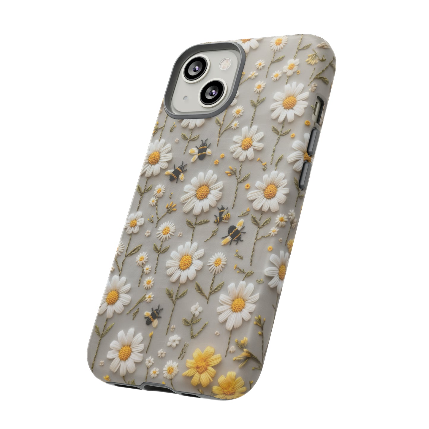 Spring Daisy Phone Case, Bees & Flowers Design, Nature-Inspired Protective Phone Cover, Tough Phone Cases