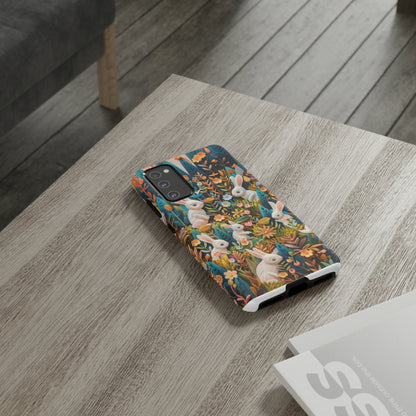 Mystical Garden Bunnies iPhone Case, Enchanted Floral Wonderland, Durable Protective Cover, Tough Phone Cases