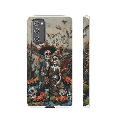 Custodia per telefono Dia de los Muertos, Cover con design di coppia scheletrica, Accessorio protettivo festivo per telefono, Custodie per telefono resistenti 