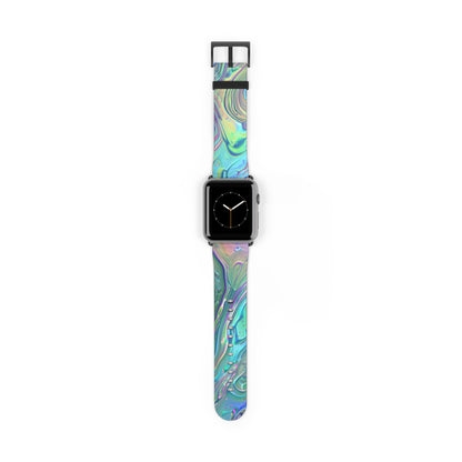 Iridescent Swirl Apple Watch Strap, Holographic Marbled Band, Mesmerizing Accessory for a Futuristic Style Statement. Apple Watch Band Apple Watch Straps For Series 4 5 6 7 8 9 ULTRA SE 38/40/41mm & 42/44/45mm Vegan Faux Leather Band