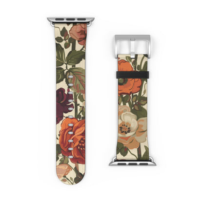 Autumn Harvest Floral Apple Watch Band | Rustic Bouquet Design Strap | Earthy Toned Smartwatch Accessory | Fall Fashion Statement Piece. Apple Watch Band Apple Watch Straps For Series 4 5 6 7 8 9 ULTRA SE 38/40/41mm & 42/44/45mm Vegan Faux Leather Band