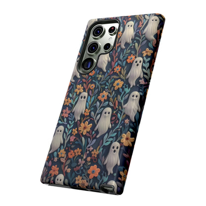 Whimsical Ghosts Floral iPhone Case, Unique Spooky Design, Charming Protective Cover, Tough Cases