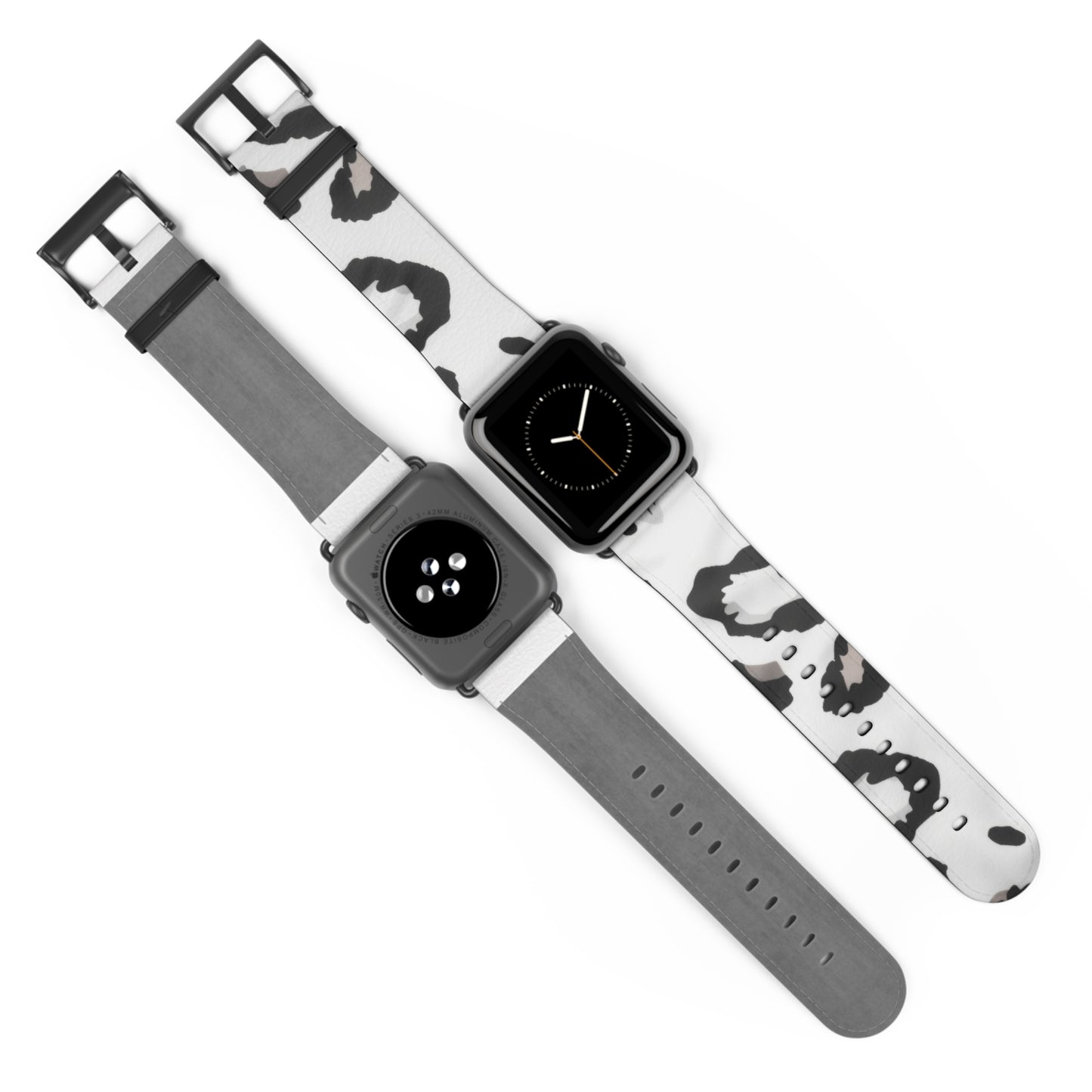 Modernes einfarbiges Apple Watch-Armband mit Kuh-Print | Schickes schwarz-weißes Armband. Apple Watch-Armband Apple Watch-Armbänder für Serie 4, 5, 6, 7, 8, 9, ULTRA SE, 38/40/41 mm und 42/44/45 mm, veganes Kunstlederarmband 