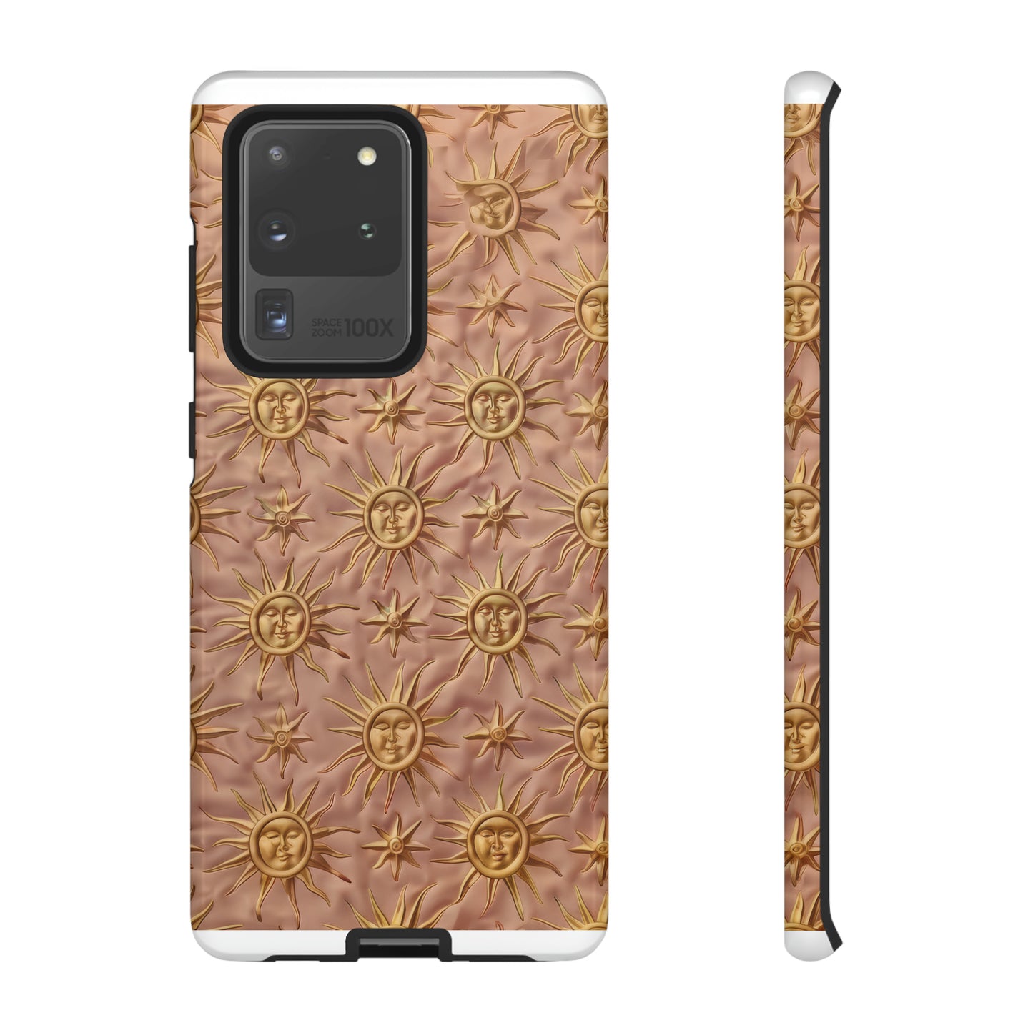 Custodia per iPhone con motivo sole celeste, design solare 3D strutturato, custodia protettiva lussuosa, custodie per telefono resistenti