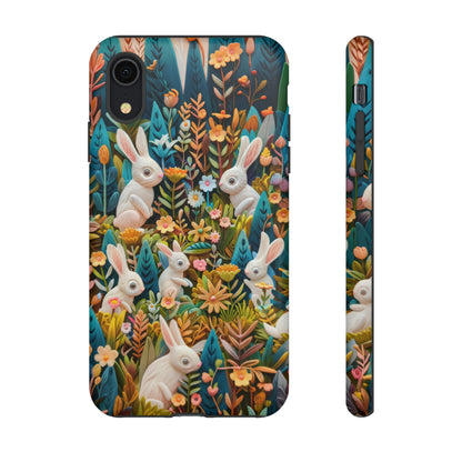 Mystical Garden Bunnies iPhone Case, Enchanted Floral Wonderland, Durable Protective Cover, Tough Phone Cases