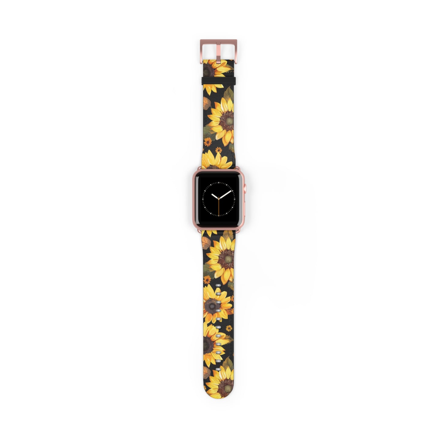 Sunflower Pattern Apple Watch Band | Floral Smartwatch Accessory | Designer Watch Strap | Unique Wearable Art | Gift for Sunflower Lovers. Apple Watch Band Apple Watch Straps For Series 4 5 6 7 8 9 ULTRA SE 38/40/41mm & 42/44/45mm Vegan Faux Leather Band