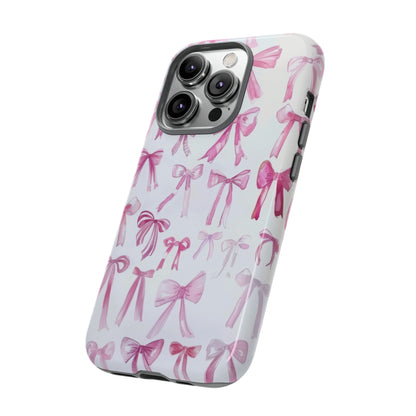 Pretty Pink Bows Phone Case, Feminine Ribbon Design Cover for Smartphones, Charming Accessory, Tough Phone Cases