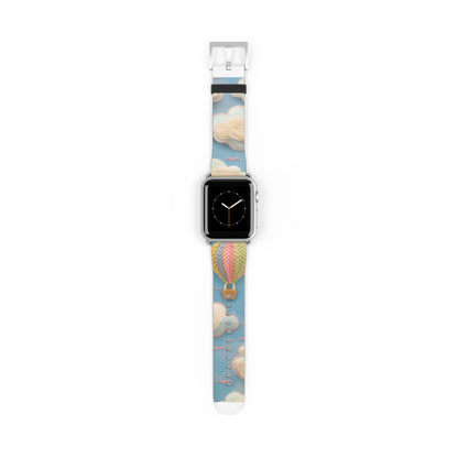 Serene Sky Heißluftballon Apple Watch Band, Pastell Wolken und Ballon Druck, verträumtes Smartwatch Armband. Apple Watch Band Apple Watch Armbänder für Serie 4 5 6 7 8 9 ULTRA SE 38/40/41mm &amp; 42/44/45mm veganes Kunstlederband 