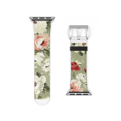 Spring Garden Floral Apple Watch Band, Vibrant Blossoms Smartwatch Strap, Fresh Botanicals Wristband Accessory. Apple Watch Band Apple Watch Straps For Series 4 5 6 7 8 9 ULTRA SE 38/40/41mm & 42/44/45mm Vegan Faux Leather Band