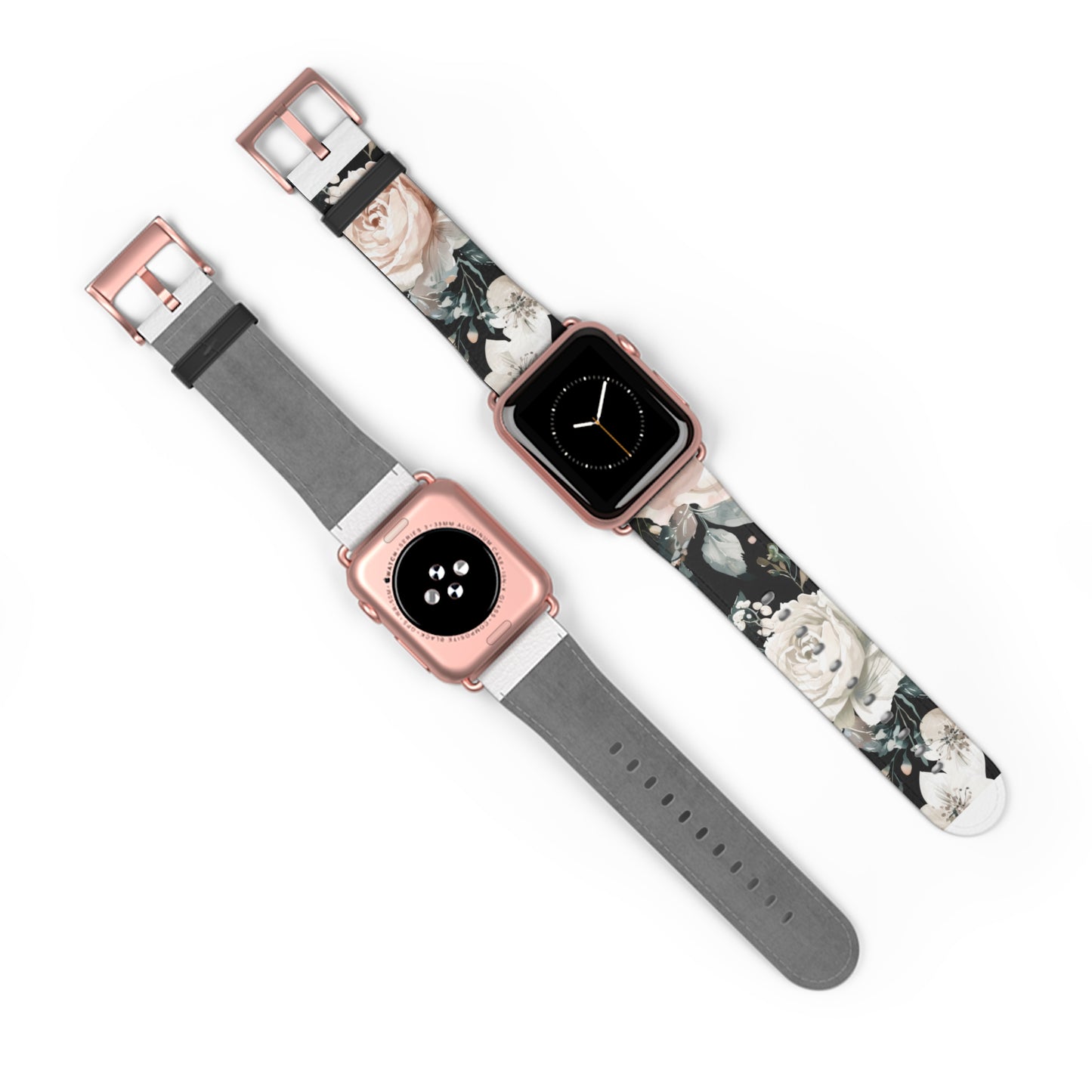 Sophisticated Floral Chic Apple Watch Band, Elegant Rose and Peony Design Strap, Modern Botanical Smartwatch Accessory. Apple Watch Band Apple Watch Straps For Series 4 5 6 7 8 9 ULTRA SE 38/40/41mm & 42/44/45mm Vegan Faux Leather Band