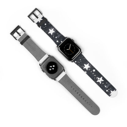 Celestial Stars Night Sky Smartwatch Band | Galactic Theme Watch Strap | Fashionable Astronomy-Inspired Accessory. Apple Watch Band Apple Watch Straps For Series 4 5 6 7 8 9 ULTRA SE 38/40/41mm & 42/44/45mm Vegan Faux Leather Band