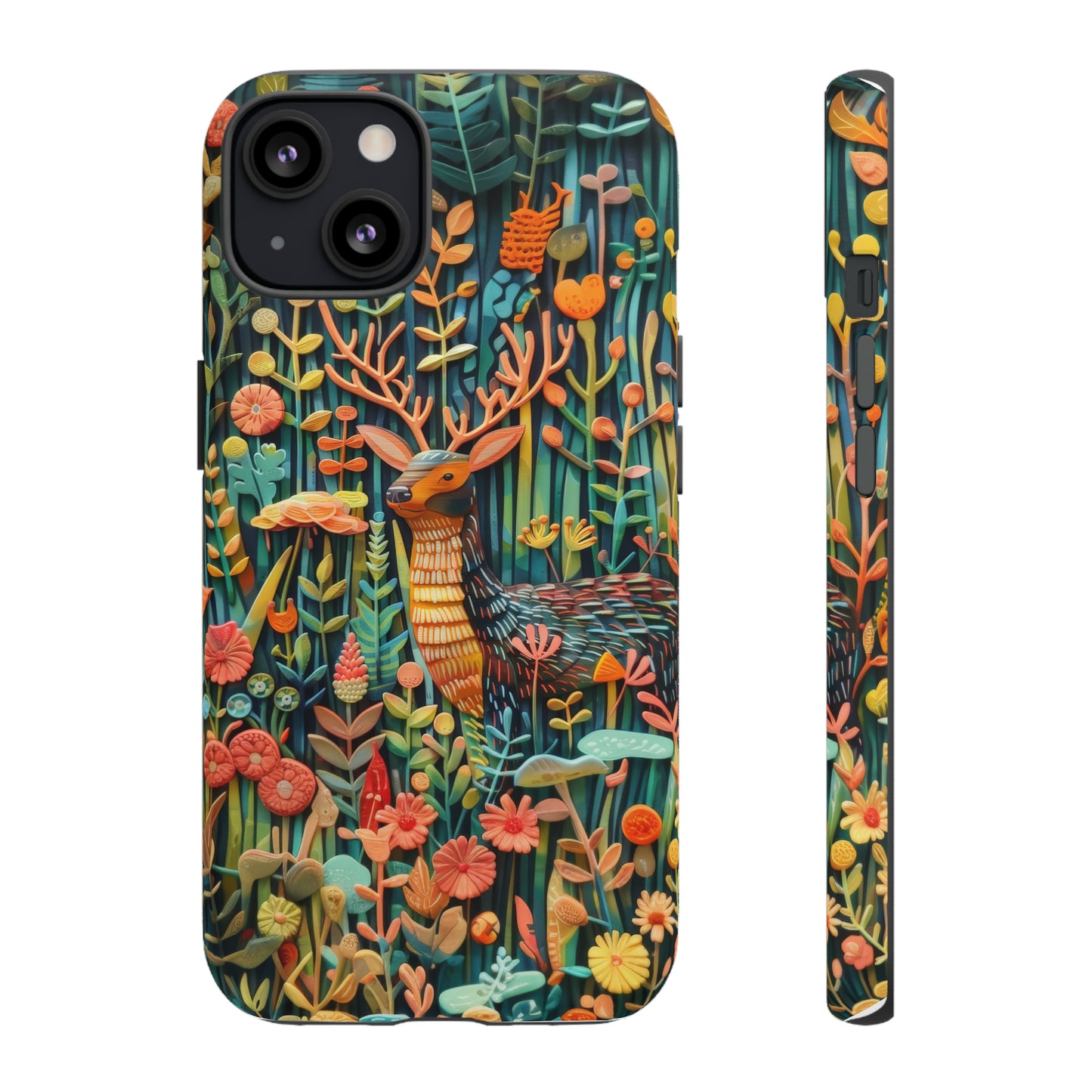 Mystical Woodland Stag iPhone Case, Vibrant Nature Scene, Artistic Protective Cover, Tough Phone Cases