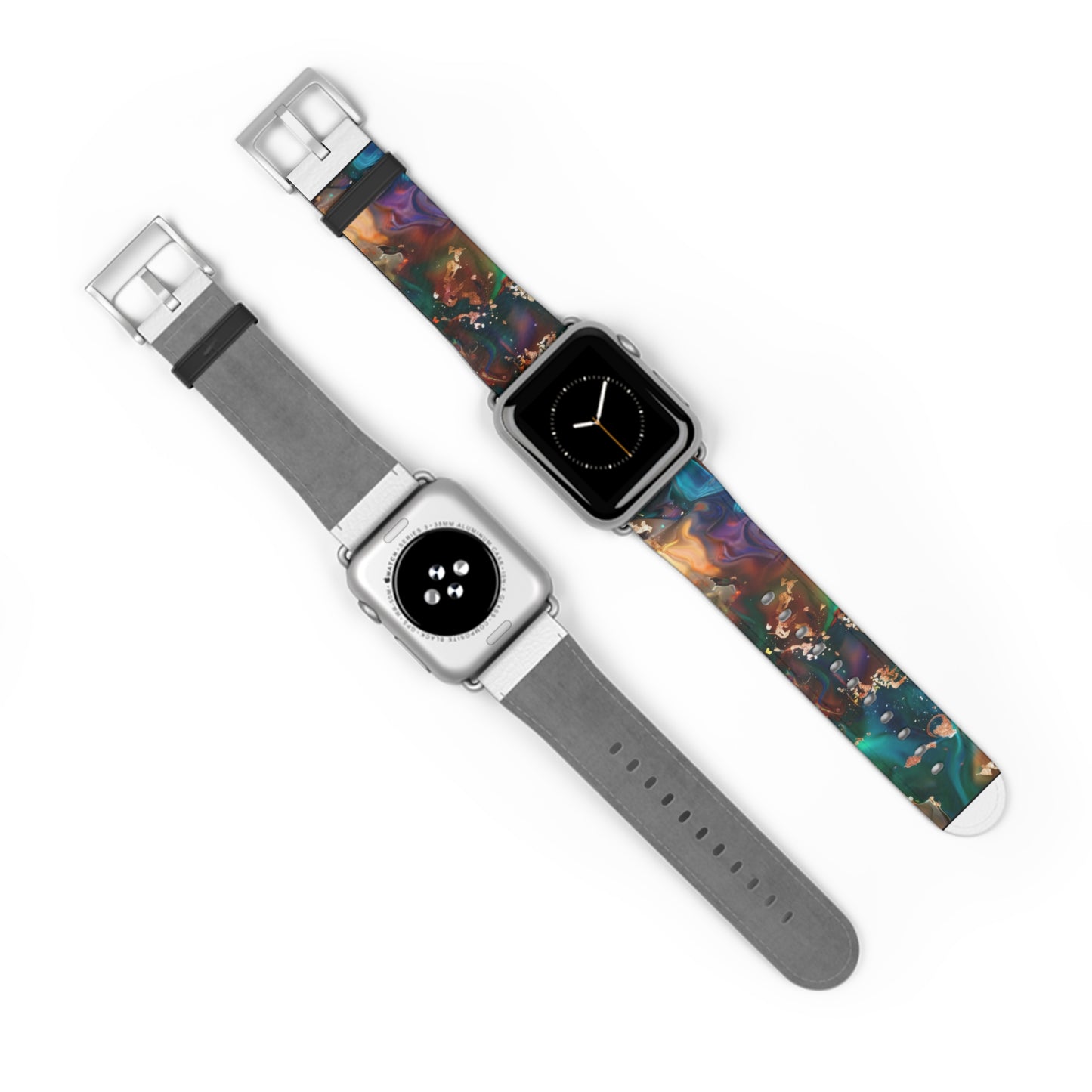 Cosmic Swirl Abstract Apple Watch Band, Galactic Marble Effect Smartwatch Strap, Vibrant Nebula-Inspired Wristband Accessory. Apple Watch Band Apple Watch Straps For Series 4 5 6 7 8 9 ULTRA SE 38/40/41mm & 42/44/45mm Vegan Faux Leather Band