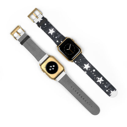 Celestial Stars Night Sky Smartwatch Band | Galactic Theme Watch Strap | Fashionable Astronomy-Inspired Accessory. Apple Watch Band Apple Watch Straps For Series 4 5 6 7 8 9 ULTRA SE 38/40/41mm & 42/44/45mm Vegan Faux Leather Band