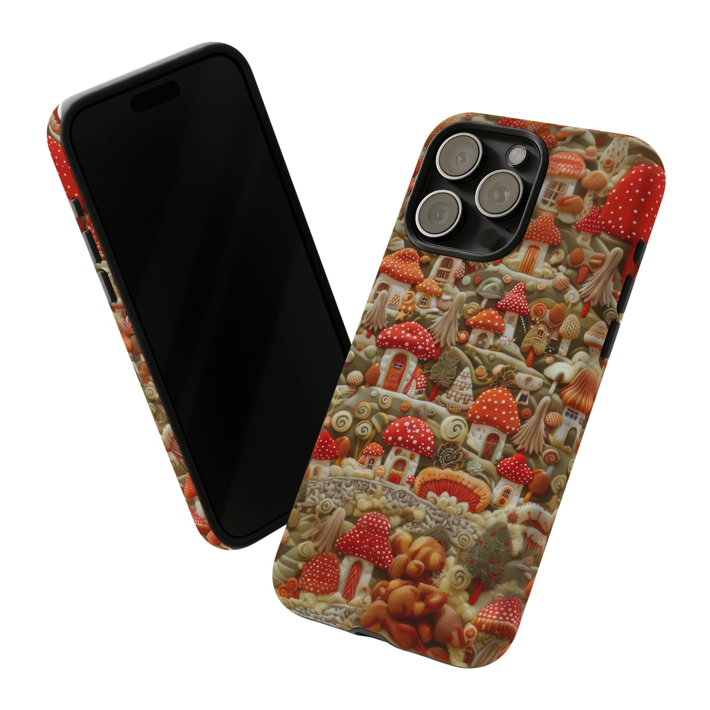 Custodia per iPhone Il villaggio dei funghi incantati, grafica con funghi fantasy, custodia protettiva unica, custodie per telefoni resistenti