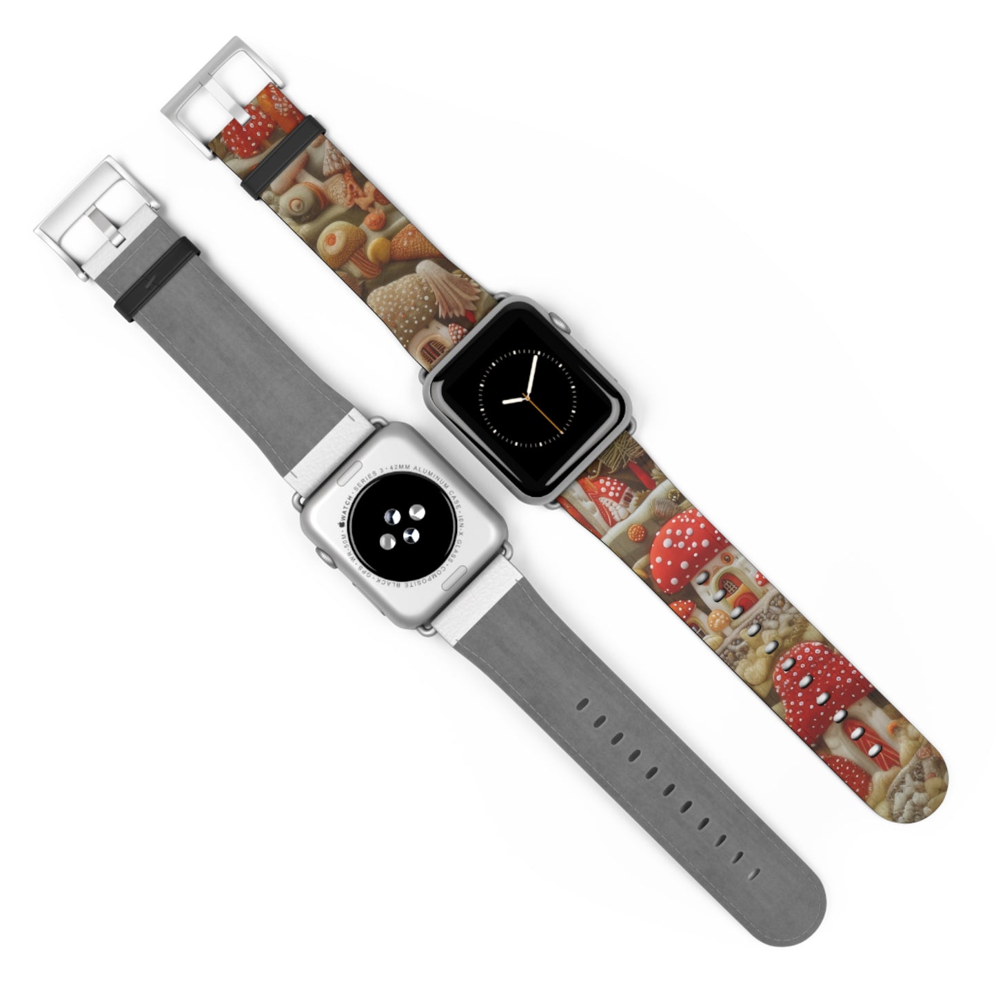 Stravagante cinturino per Apple Watch con fungo da fiaba, design foresta incantata, accessorio magico per smartwatch. Cinturino Apple Watch Cinturini Apple Watch per serie 4 5 6 7 8 9 ULTRA SE 38/40/41 mm e 42/44/45 mm Cinturino in ecopelle vegana