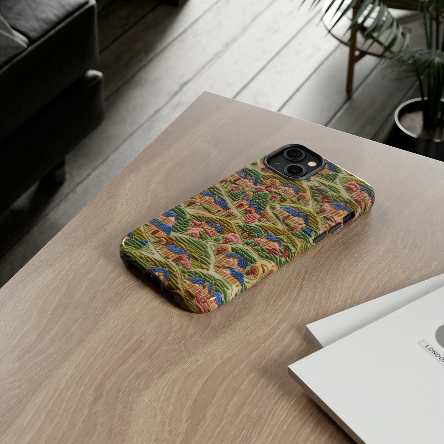 Caratteristica custodia per iPhone trapuntata in stile country, design patchwork affascinante, cover per telefono artistica e protettiva, custodie per telefono resistenti