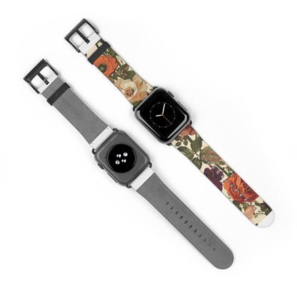 Autumn Harvest Floral Apple Watch Band | Rustic Bouquet Design Strap | Earthy Toned Smartwatch Accessory | Fall Fashion Statement Piece. Apple Watch Band Apple Watch Straps For Series 4 5 6 7 8 9 ULTRA SE 38/40/41mm & 42/44/45mm Vegan Faux Leather Band