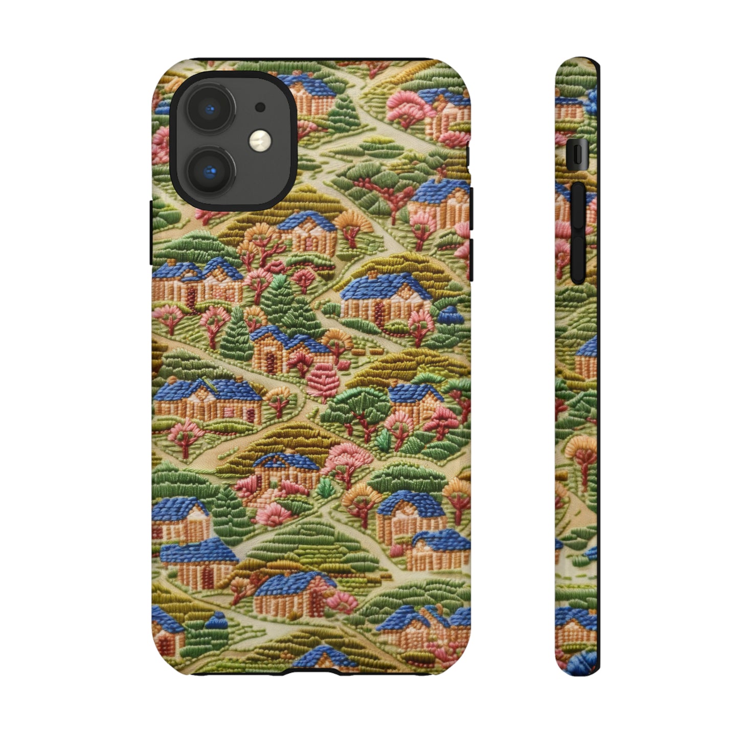 Caratteristica custodia per iPhone trapuntata in stile country, design patchwork affascinante, cover per telefono artistica e protettiva, custodie per telefono resistenti