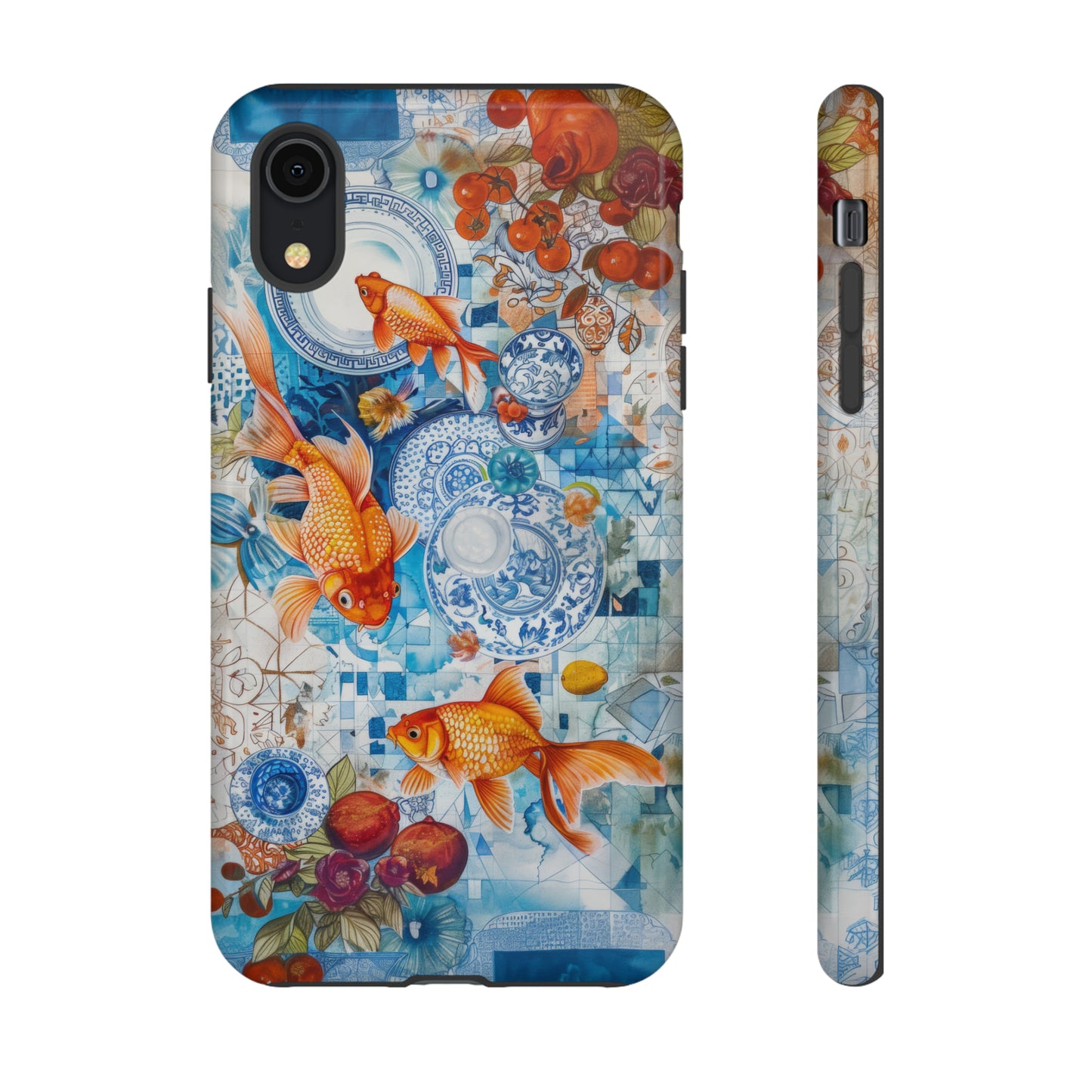 Orientalische Koi-Teich-iPhone-Hülle, traditionelles asiatisches Kunstwerk, ruhige Schutzhülle, robuste Handyhüllen 