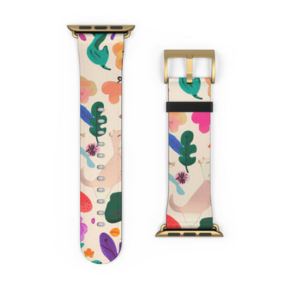 Whimsical Abstract Art Apple Watch Band | Colorful Illustrative Design Strap | Modern Artistic Watch Accessory | Eclectic Style Gift. Apple Watch Band Apple Watch Straps For Series 4 5 6 7 8 9  ULTRA SE 38/40/41mm & 42/44/45mm Vegan Faux Leather Band