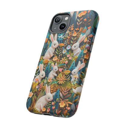 Mystical Garden Bunnies iPhone Case, Enchanted Floral Wonderland, Durable Protective Cover, Tough Phone Cases