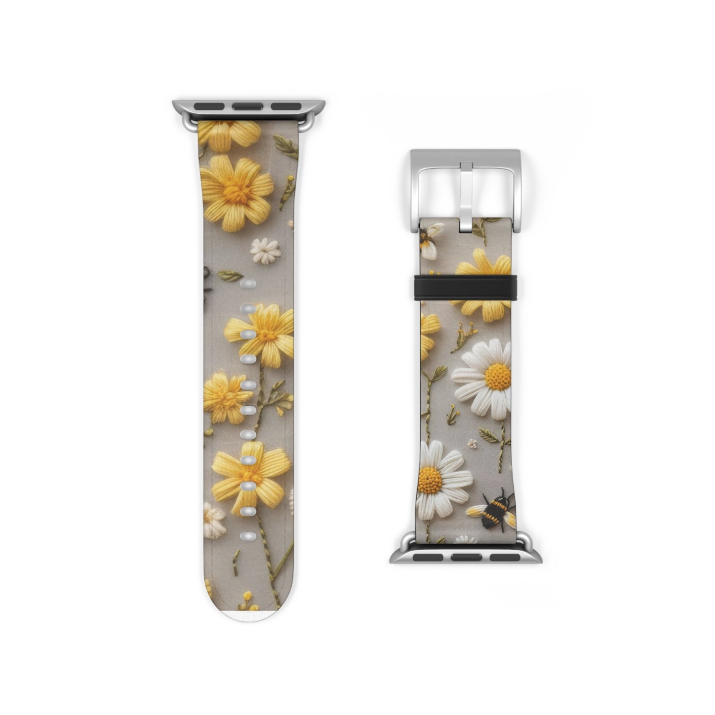 Spring Meadow Daisy Apple Watch Band, Fresh Yellow & White Floral Design, Nature-Inspired Smartwatch Strap. Apple Watch Band Apple Watch Straps For Series 4 5 6 7 8 9 ULTRA SE 38/40/41mm & 42/44/45mm Vegan Faux Leather Band